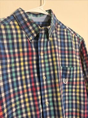 Chaps Multicolor Plaid Button-Down Shirt - Blue, Green, Yellow, Red